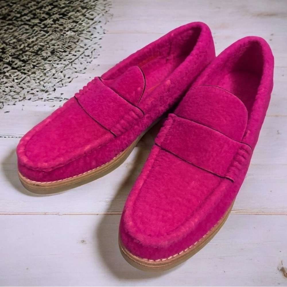 $650 STUART WEITZMAN BROMLEY GENUINE SHEARLING LOAFER SHOES pink Loafer 7M